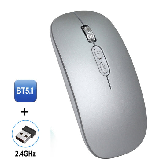 HXSJ M103 1600DPI Dual Mode 2.4GHz + Bluetooth 5.1 Wireless Rechargeable Mouse(Silver) by HXSJ