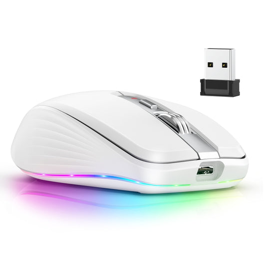 HXSJ M303 2400DPI Dual Mode 2.4GHz + Bluetooth 5.1 Wireless Mouse(White) by HXSJ