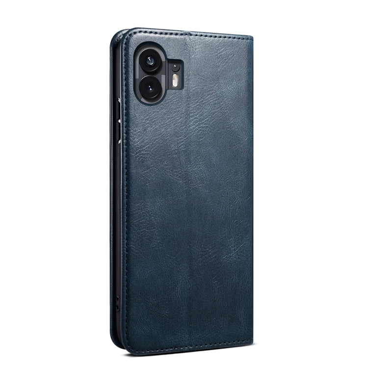 For Nothing Phone 2 Oil Wax Crazy Horse Texture Leather Phone Case(Blue) - Nothing Cases by buy2fix | Online Shopping UK | buy2fix