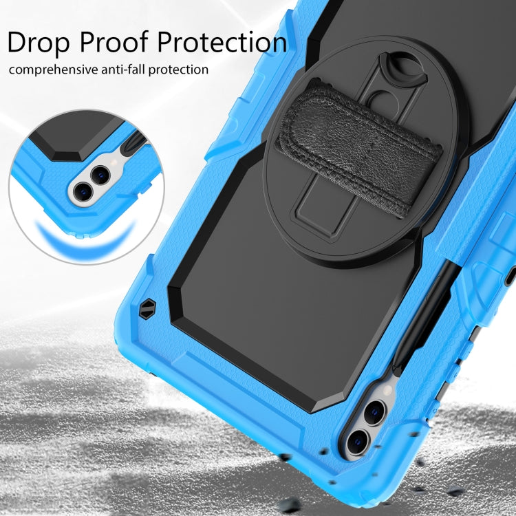 For Samsung Galaxy Tab S10+ / S9+ / S9 FE+ Lucky Wheel Grip Silicone Hybrid PC Tablet Case with Shoulder Strap(Light Blue+Black) by buy2fix