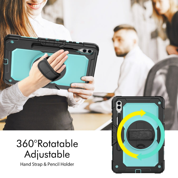 For Samsung Galaxy Tab S10+ / S9+ / S9 FE+ Silicone Hybrid PC Tablet Protective Case(Black+Light Blue) - Galaxy Tab S9+ Cases by buy2fix | Online Shopping UK | buy2fix