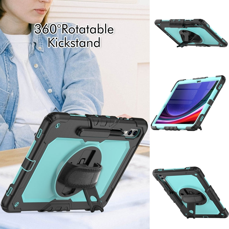 For Samsung Galaxy Tab S10+ / S9+ / S9 FE+ Silicone Hybrid PC Tablet Protective Case(Black+Light Blue) - Galaxy Tab S9+ Cases by buy2fix | Online Shopping UK | buy2fix