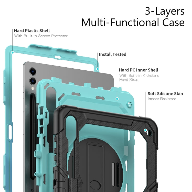 For Samsung Galaxy Tab S10+ / S9+ / S9 FE+ Silicone Hybrid PC Tablet Protective Case(Black+Light Blue) - Galaxy Tab S9+ Cases by buy2fix | Online Shopping UK | buy2fix