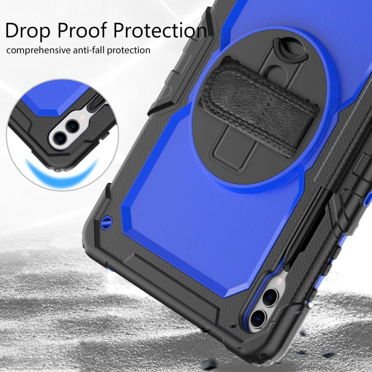 For Samsung Galaxy Tab S10+ / S9+ / S9 FE+ Lucky Wheel Grip Silicone Hybrid PC Tablet Case with Shoulder Strap(Black+Dark Blue) by buy2fix