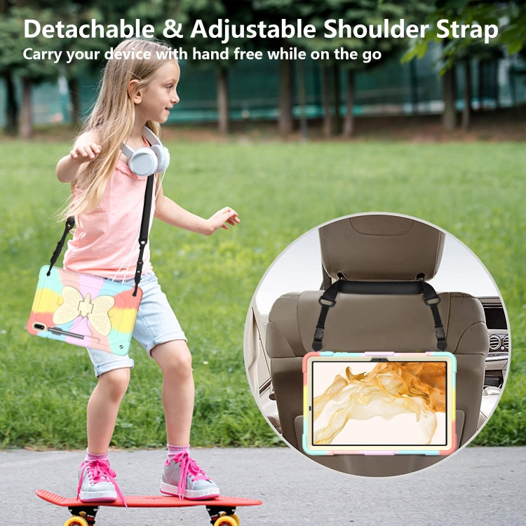 For Samsung Galaxy Tab S9+ Butterfly Kickstand Heavy Duty Hard Rugged Tablet Case(Colorful Rose Gold) by buy2fix