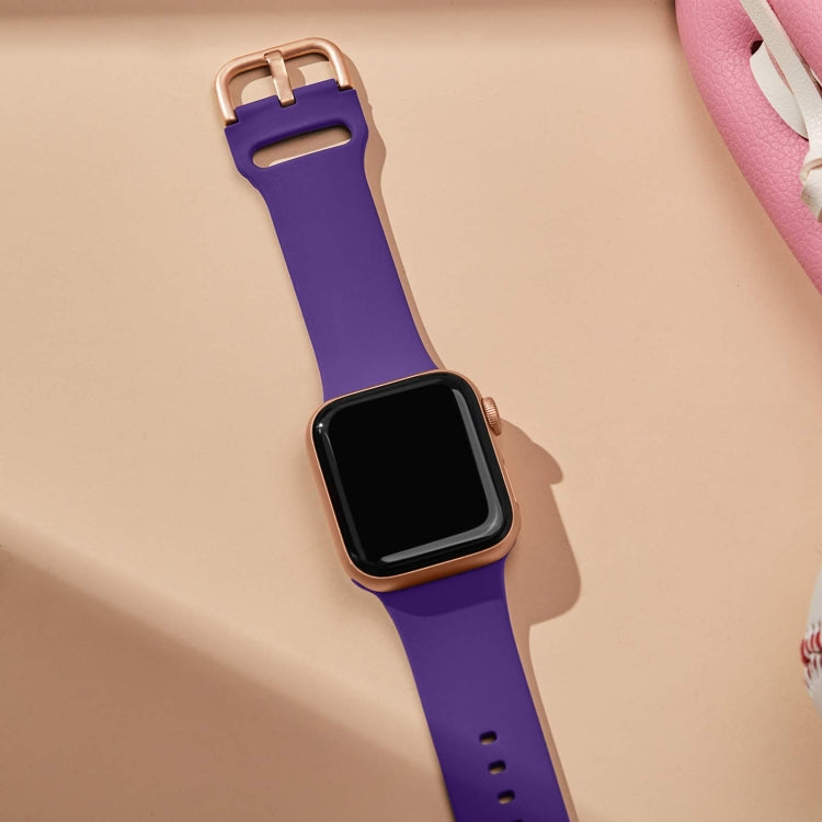 For Apple Watch Series 8 45mm Pin Buckle Silicone Watch Band(Purple) - Watch Bands by buy2fix | Online Shopping UK | buy2fix