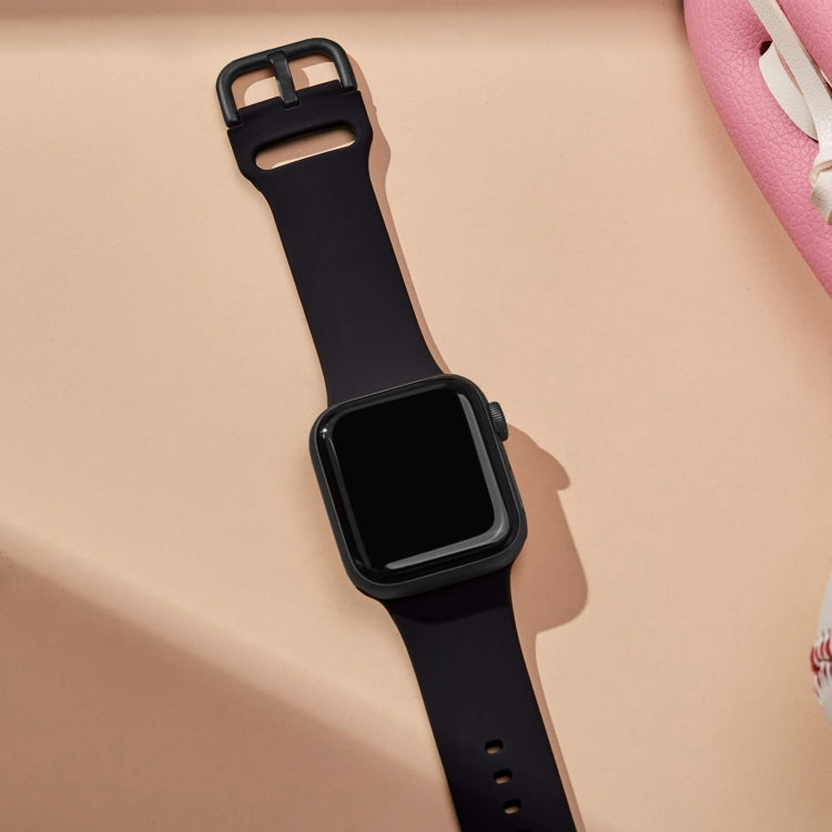 For Apple Watch Series 9 41mm Pin Buckle Silicone Watch Band(Black) - Watch Bands by buy2fix | Online Shopping UK | buy2fix