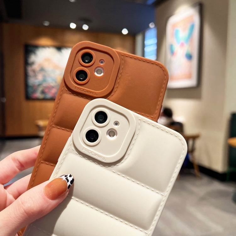 For iPhone 13 Pro Max Eiderdown Airbag Frosted TPU Phone Case(Brown) - iPhone 13 Pro Max Cases by buy2fix | Online Shopping UK | buy2fix