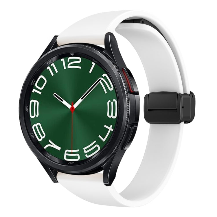 For Samsung Galaxy Watch 6 / 6 Classic Magnetic Black Buckle Slim Silicone Watch Band(White) - Watch Bands by buy2fix | Online Shopping UK | buy2fix