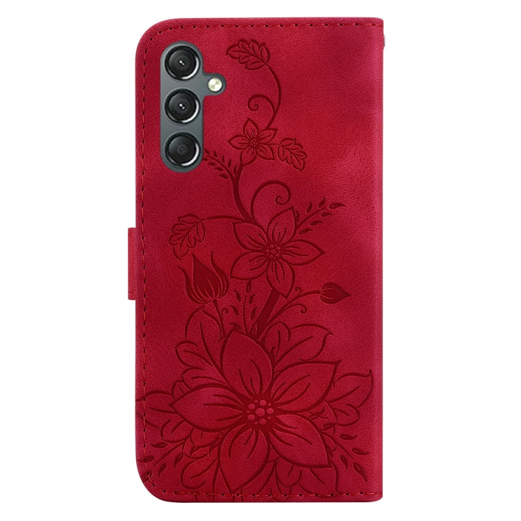 For Samsung Galaxy S23 FE 5G Lily Embossed Leather Phone Case(Red) - Galaxy S23 FE 5G Cases by buy2fix | Online Shopping UK | buy2fix