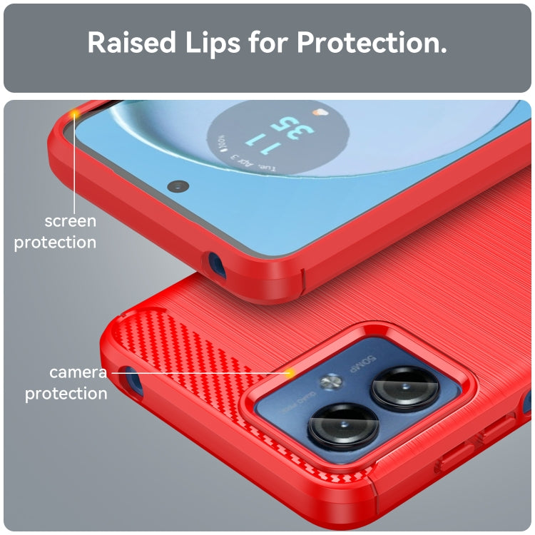 For Motorola Moto G14 Brushed Texture Carbon Fiber TPU Phone Case(Red) by buy2fix