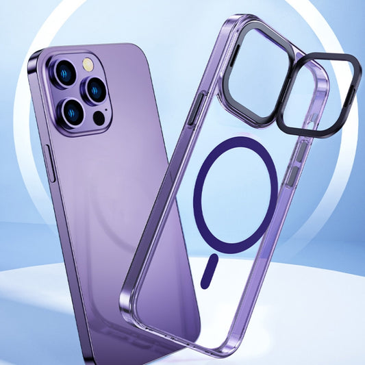 For iPhone 15 Pro MagSafe Magnetic Invisible Holder Transparent Phone Case(Purple) by buy2fix