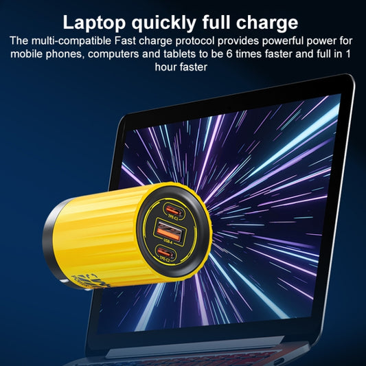 WK WP-U01 Mecha Series Energy Bar 65W Gallium Nitride Dual USB-C / Type-C + USB Charger, CN Plug(Yellow) by WK