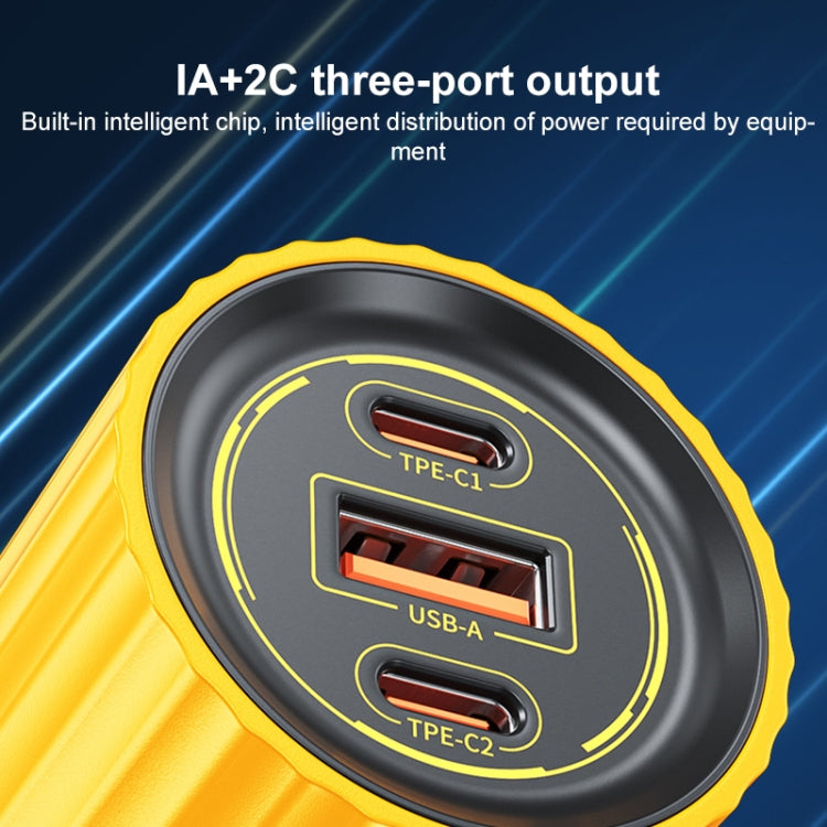 WK WP-U01 Mecha Series Energy Bar 65W Gallium Nitride Dual USB-C / Type-C + USB Charger, CN Plug(Yellow) - USB Charger by WK | Online Shopping UK | buy2fix