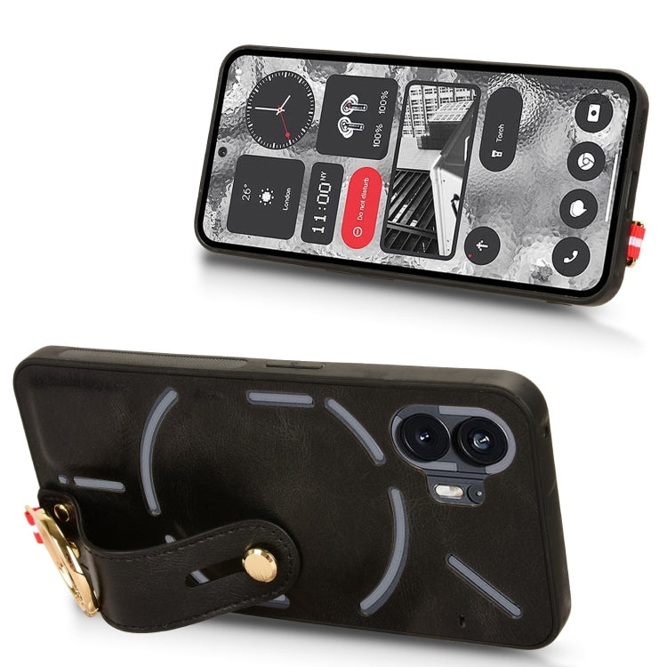 For Nothing Phone 2 Wristband Leather Back Phone Case(Black) - Nothing Cases by buy2fix | Online Shopping UK | buy2fix