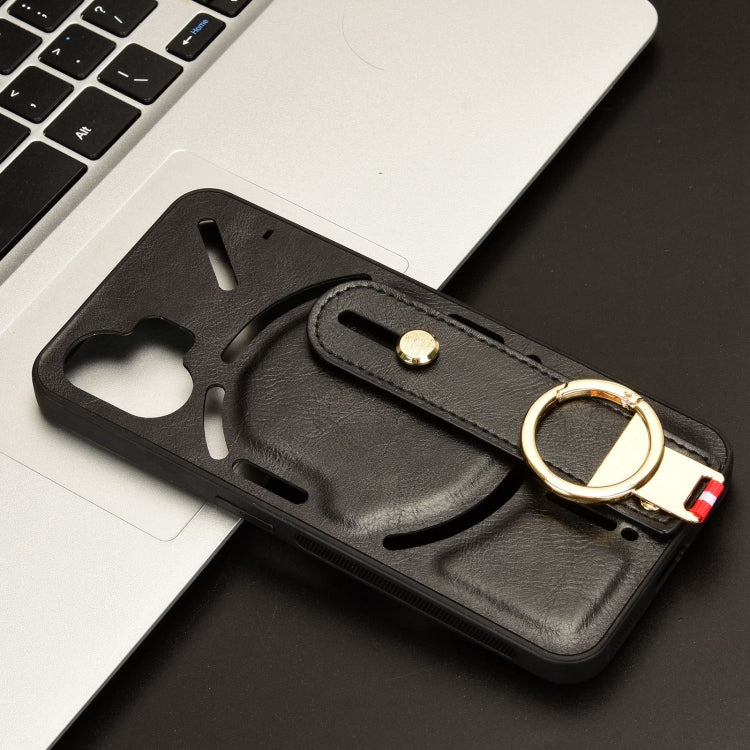 For Nothing Phone 2 Wristband Leather Back Phone Case(Black) - Nothing Cases by buy2fix | Online Shopping UK | buy2fix
