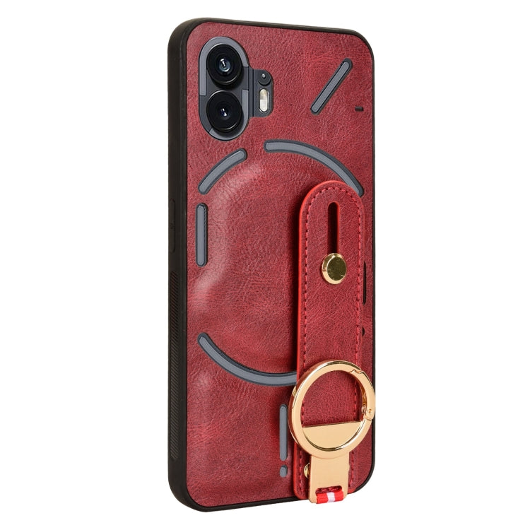 For Nothing Phone 2 Wristband Leather Back Phone Case(Red) - Nothing Cases by buy2fix | Online Shopping UK | buy2fix