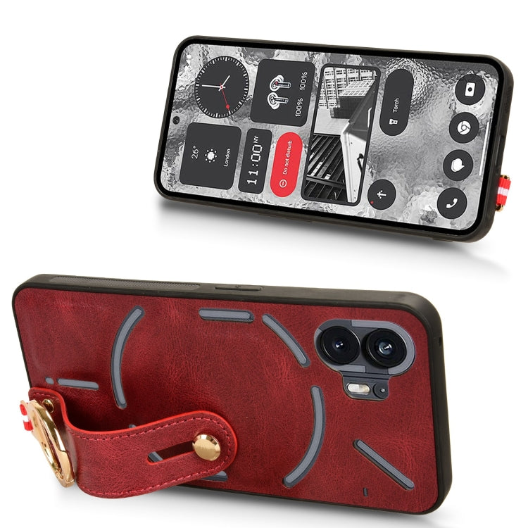 For Nothing Phone 2 Wristband Leather Back Phone Case(Red) - Nothing Cases by buy2fix | Online Shopping UK | buy2fix