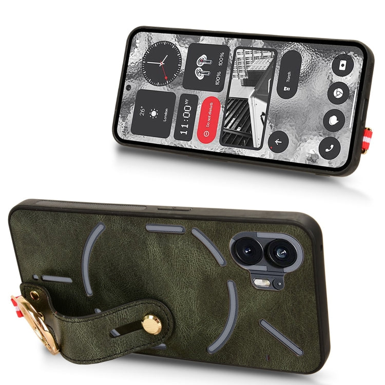 For Nothing Phone 2 Wristband Leather Back Phone Case(Green) - Nothing Cases by buy2fix | Online Shopping UK | buy2fix