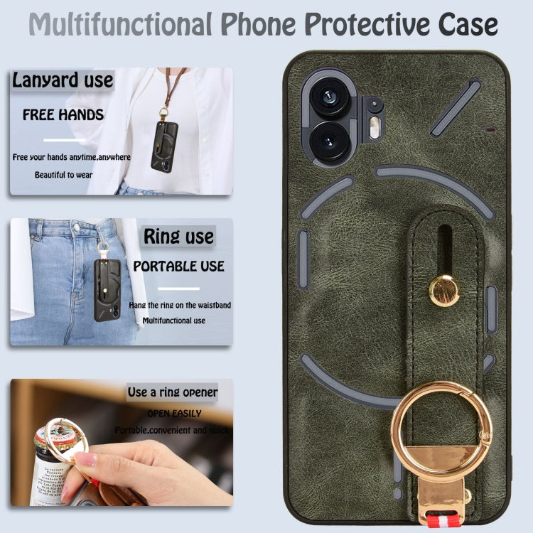 For Nothing Phone 2 Wristband Leather Back Phone Case(Green) - Nothing Cases by buy2fix | Online Shopping UK | buy2fix