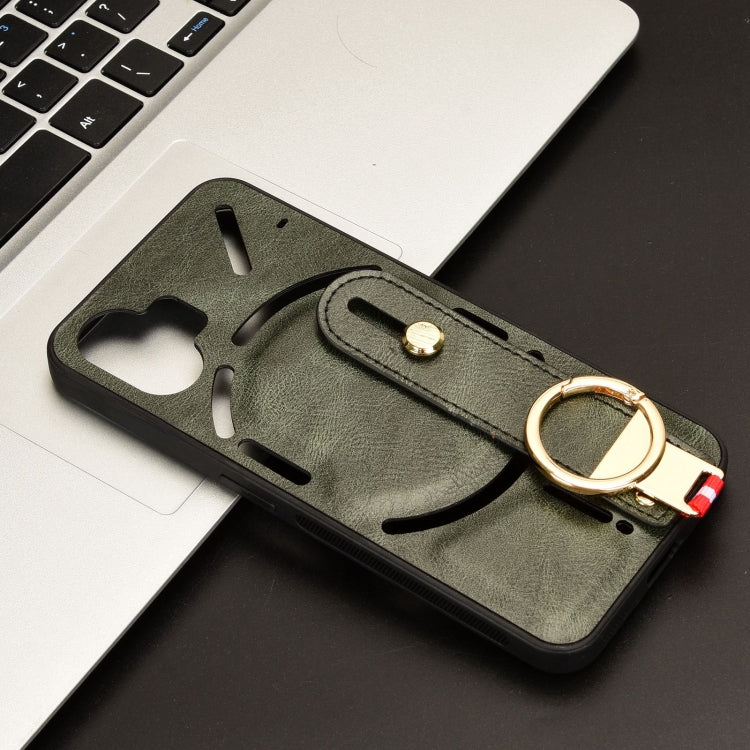 For Nothing Phone 2 Wristband Leather Back Phone Case(Green) - Nothing Cases by buy2fix | Online Shopping UK | buy2fix