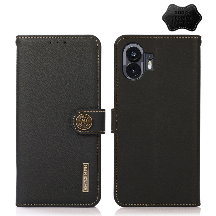 For Nothing Phone 2 KHAZNEH Custer Genuine Leather RFID Phone Case(Black) - Nothing Cases by buy2fix | Online Shopping UK | buy2fix