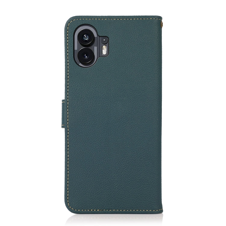 For Nothing Phone 2 KHAZNEH Custer Genuine Leather RFID Phone Case(Green) - Nothing Cases by buy2fix | Online Shopping UK | buy2fix
