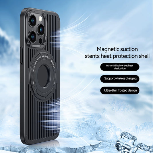 For iPhone 15 Pro Max Cooling MagSafe Magnetic Ring Holder Phone Case(Black) - iPhone 15 Pro Max Cases by buy2fix | Online Shopping UK | buy2fix