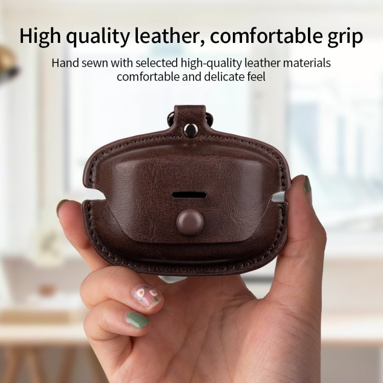 For Sony WF-1000XM4 Leather TWS Earphone Protective Case with Hook(Dark Brown) - Other Earphone Case by buy2fix | Online Shopping UK | buy2fix