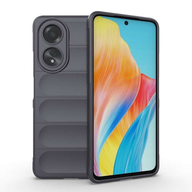 For OPPO A58 4G Global Magic Shield TPU + Flannel Phone Case(Dark Grey) - OPPO Cases by buy2fix | Online Shopping UK | buy2fix
