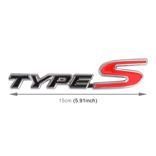 Car TYPE-S Personalized Aluminum Alloy Decorative Stickers, Size:15x3x0.4cm(Black Red) by buy2fix