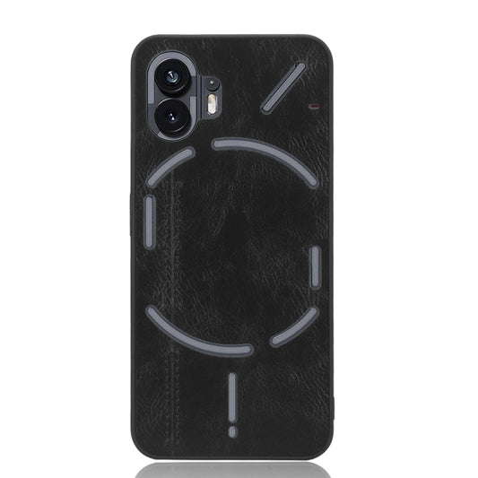 For Nothing Phone 2 Cow Pattern Sewing Back Cover Phone Case(Black) by buy2fix