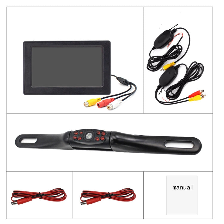 PZ703 413C-W Car Waterproof External Wireless Reversing Image Night Vision Camera + 4.3 inch Rearview Monitor - Rear View Cameras by buy2fix | Online Shopping UK | buy2fix