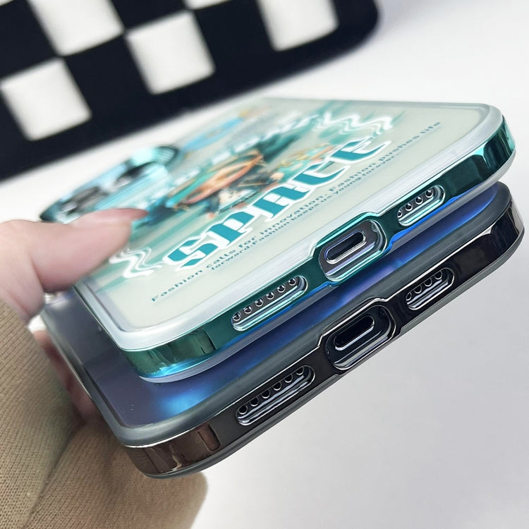 For iPhone 15 Pro Max Aurora Series Painted Pattern Phone Case(Glasses Girl) by buy2fix