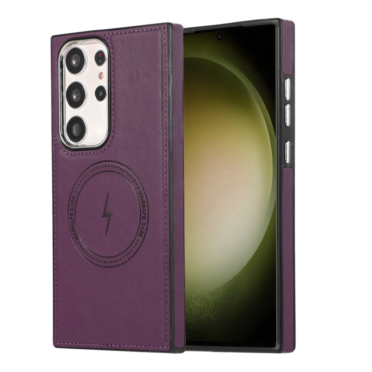 For Samsung Galaxy S22 Ultra 5G Side Leather Magsafe Phone Case(Dark Purple) - Galaxy S22 Ultra 5G Cases by buy2fix | Online Shopping UK | buy2fix