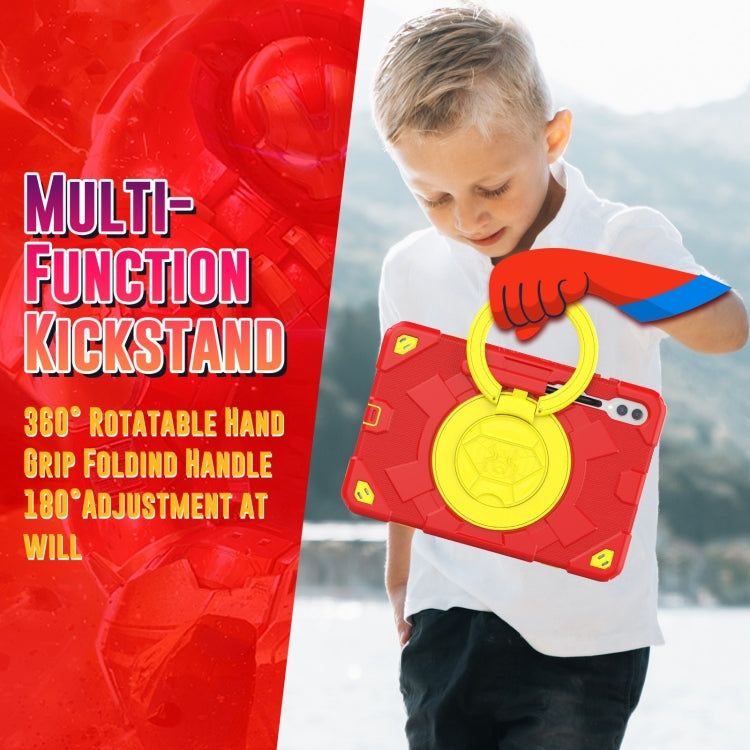 For Samsung Galaxy Tab S9+ / S10+ Spider Rotation Handle Silicone Hybrid PC Tablet Case(Yellow Red) by buy2fix