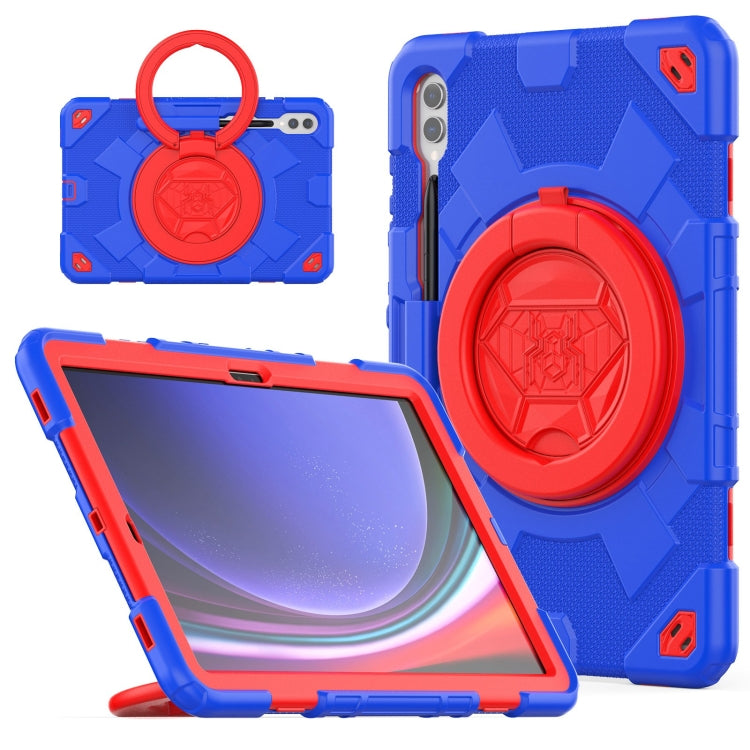 For Samsung Galaxy Tab S9+ / S10+ Spider Rotation Handle Silicone Hybrid PC Tablet Case(Red Blue) - Galaxy Tab S9+ Cases by buy2fix | Online Shopping UK | buy2fix