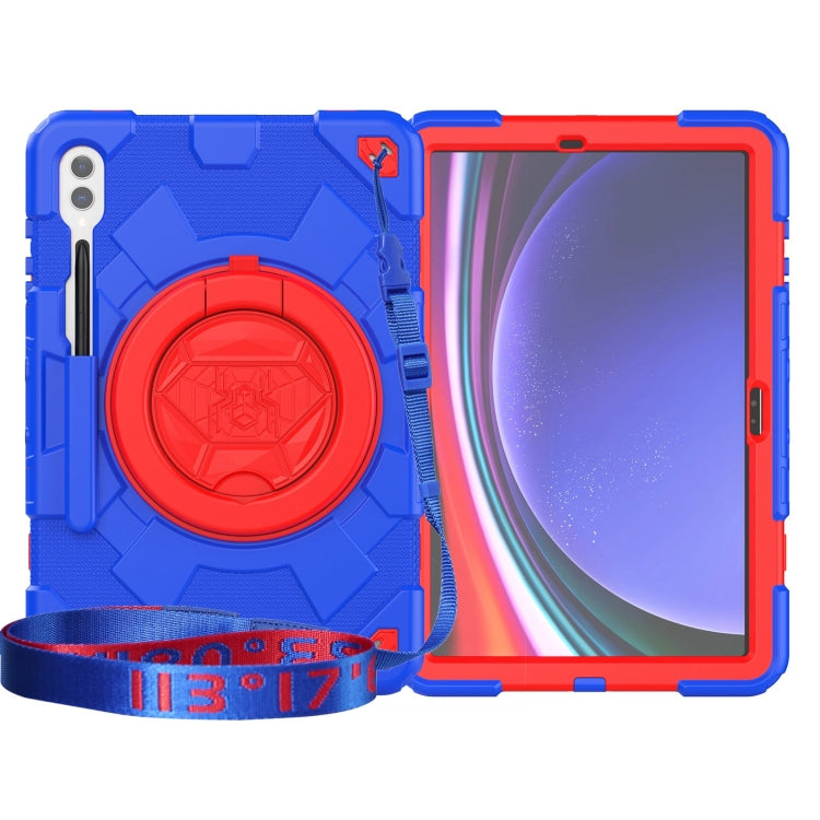 For Samsung Galaxy Tab S9+ / S10+ Spider Rotation Handle Silicone Hybrid PC Tablet Case(Red Blue) - Galaxy Tab S9+ Cases by buy2fix | Online Shopping UK | buy2fix