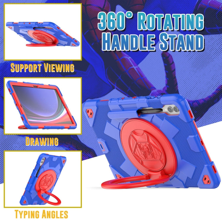 For Samsung Galaxy Tab S9+ / S10+ Spider Rotation Handle Silicone Hybrid PC Tablet Case(Red Blue) - Galaxy Tab S9+ Cases by buy2fix | Online Shopping UK | buy2fix