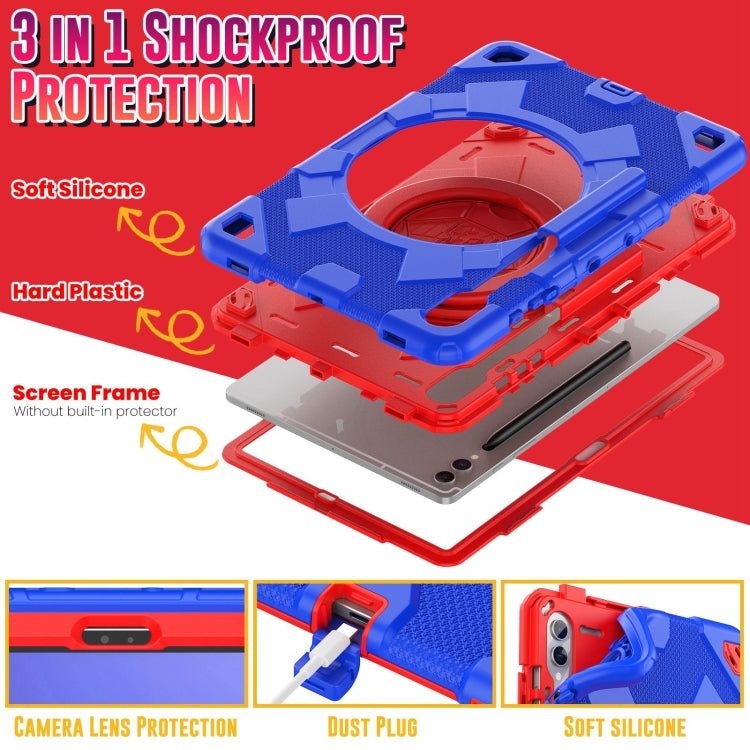 For Samsung Galaxy Tab S9+ / S10+ Spider Rotation Handle Silicone Hybrid PC Tablet Case(Red Blue) - Galaxy Tab S9+ Cases by buy2fix | Online Shopping UK | buy2fix