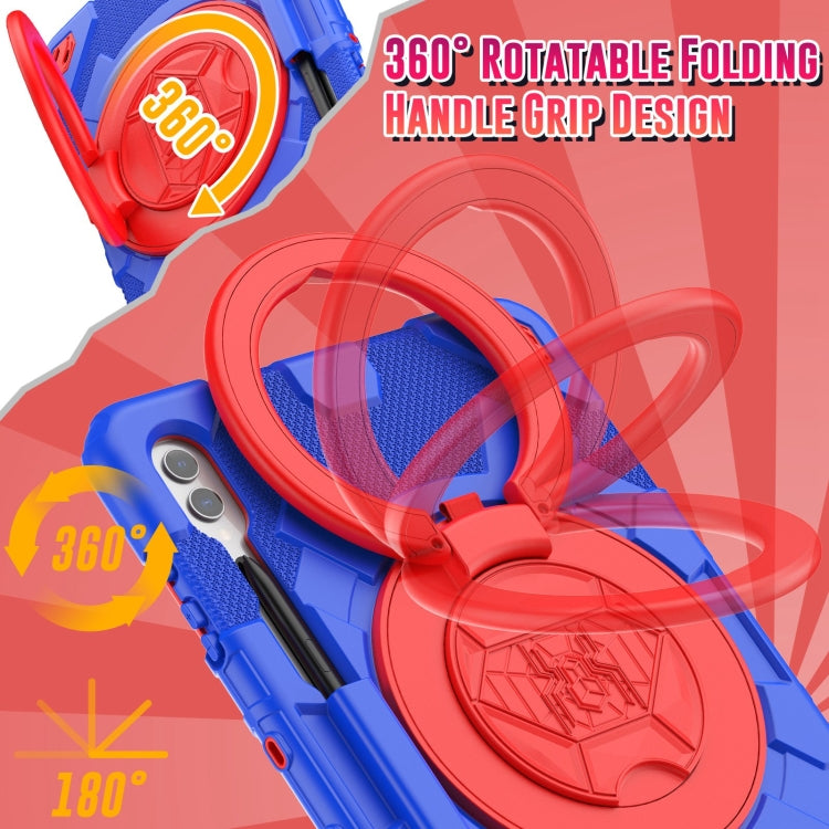 For Samsung Galaxy Tab S9+ / S10+ Spider Rotation Handle Silicone Hybrid PC Tablet Case(Red Blue) - Galaxy Tab S9+ Cases by buy2fix | Online Shopping UK | buy2fix