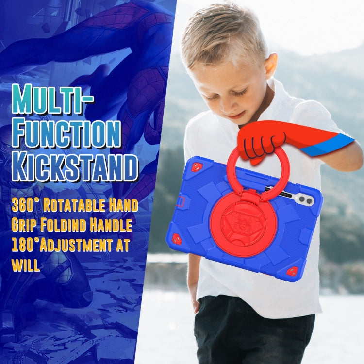 For Samsung Galaxy Tab S9+ / S10+ Spider Rotation Handle Silicone Hybrid PC Tablet Case(Red Blue) - Galaxy Tab S9+ Cases by buy2fix | Online Shopping UK | buy2fix