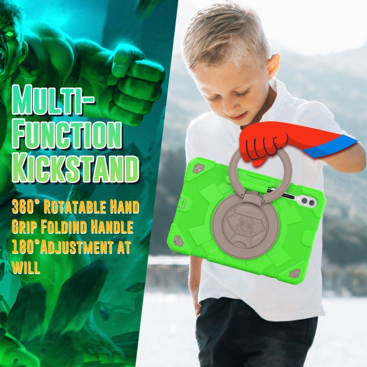 For Samsung Galaxy Tab S9+ / S10+ Spider Rotation Handle Silicone Hybrid PC Tablet Case(Grey Green) by buy2fix