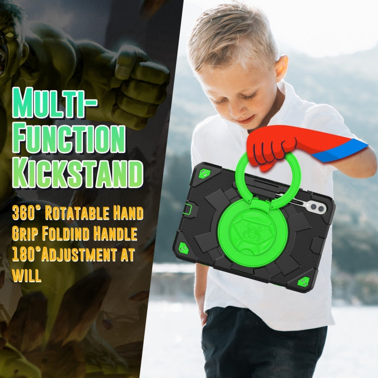 For Samsung Galaxy Tab S9+ / S10+ Spider Rotation Handle Silicone Hybrid PC Tablet Case(Black Green) by buy2fix