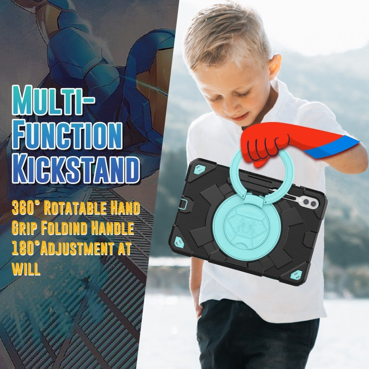 For Samsung Galaxy Tab S9+ / S10+ Spider Rotation Handle Silicone Hybrid PC Tablet Case(Black Light Blue) by buy2fix