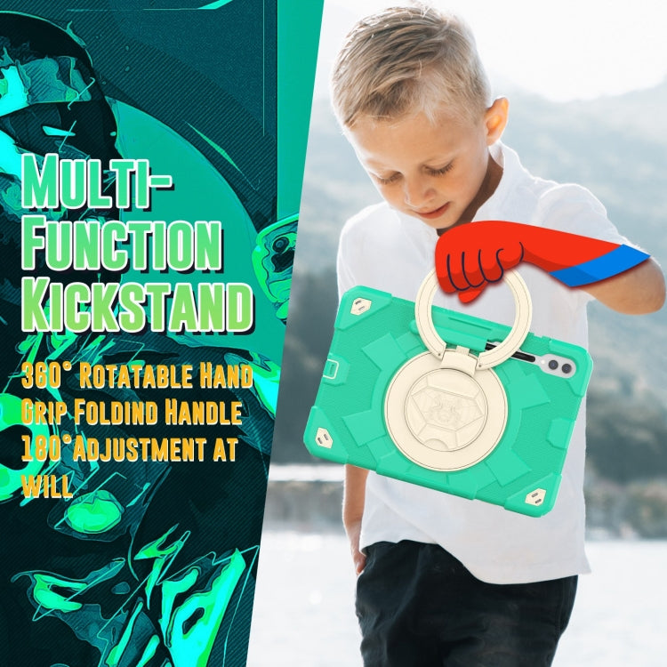 For Samsung Galaxy Tab S9+ / S10+ Spider Rotation Handle Silicone Hybrid PC Tablet Case(Cyan Beige) by buy2fix