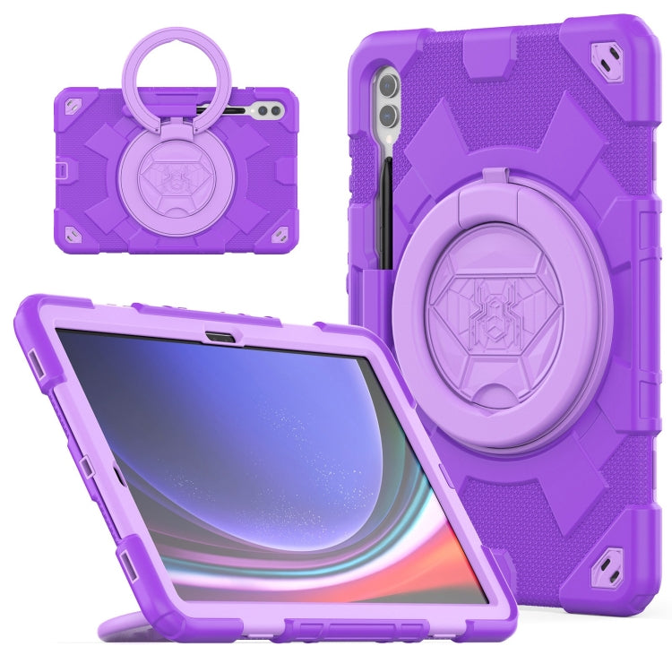 For Samsung Galaxy Tab S9+ / S10+ Spider Rotation Handle Silicone Hybrid PC Tablet Case(Purple) - Galaxy Tab S9+ Cases by buy2fix | Online Shopping UK | buy2fix