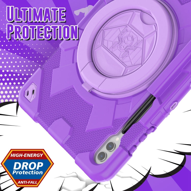 For Samsung Galaxy Tab S9+ / S10+ Spider Rotation Handle Silicone Hybrid PC Tablet Case(Purple) - Galaxy Tab S9+ Cases by buy2fix | Online Shopping UK | buy2fix