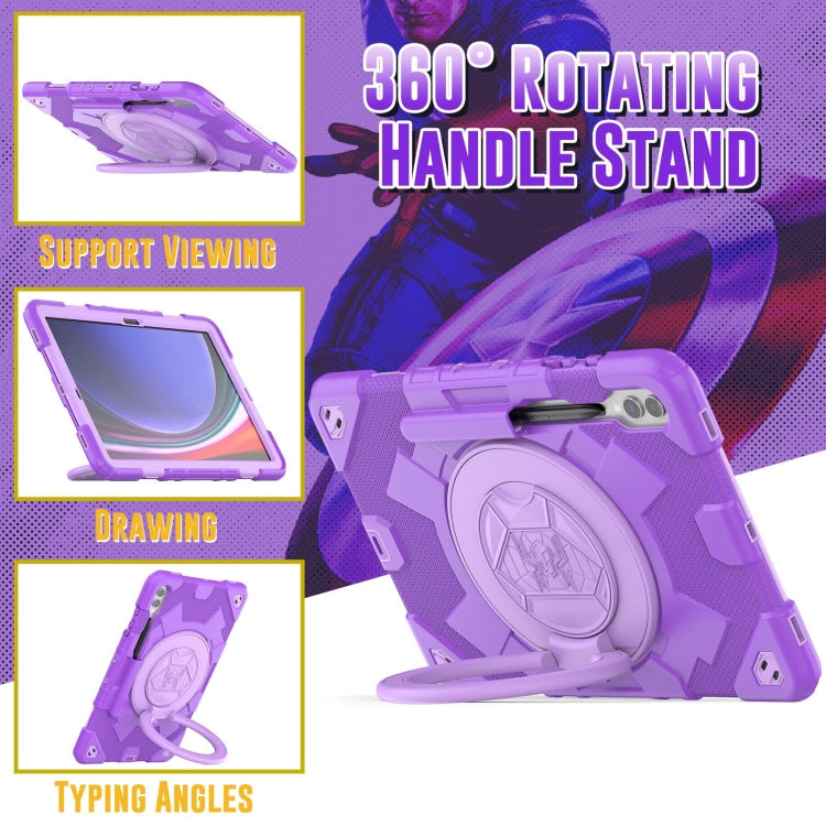 For Samsung Galaxy Tab S9+ / S10+ Spider Rotation Handle Silicone Hybrid PC Tablet Case(Purple) - Galaxy Tab S9+ Cases by buy2fix | Online Shopping UK | buy2fix