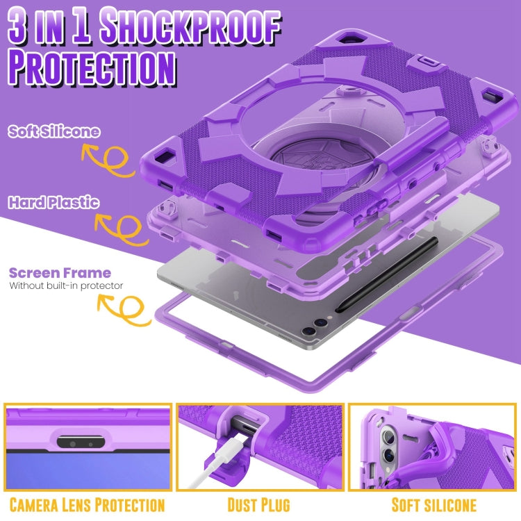For Samsung Galaxy Tab S9+ / S10+ Spider Rotation Handle Silicone Hybrid PC Tablet Case(Purple) - Galaxy Tab S9+ Cases by buy2fix | Online Shopping UK | buy2fix